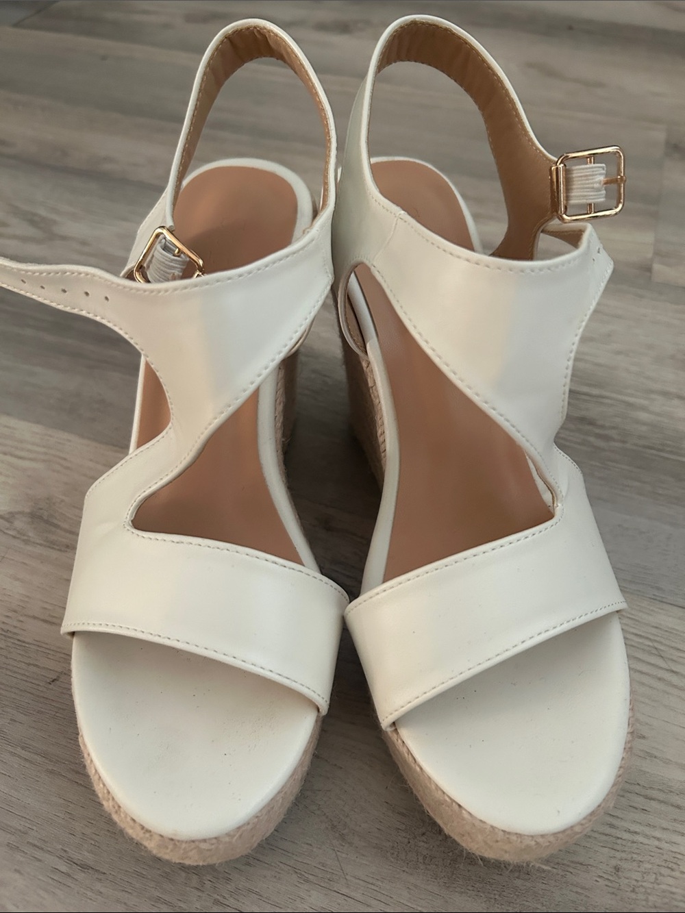 White Espadrille Wedge Slingback Sandals